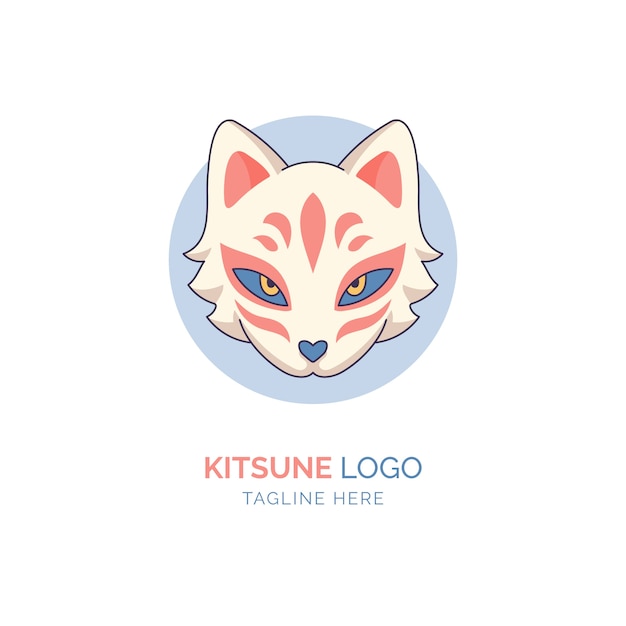 Hand drawn kitsune logo design