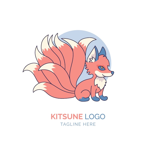 Hand drawn kitsune logo design