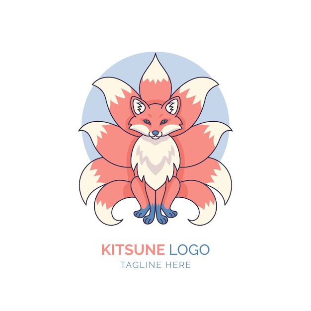 Free Vector hand drawn kitsune logo design