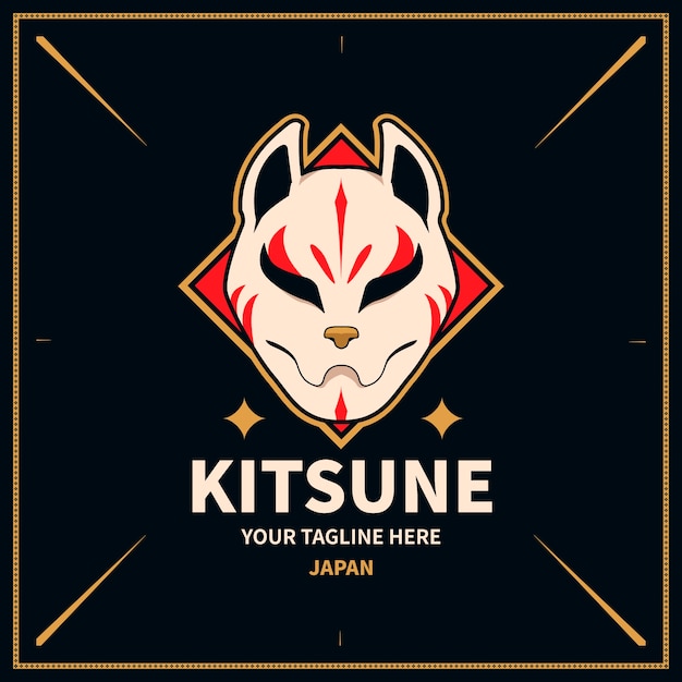 Free Vector hand drawn kitsune logo template