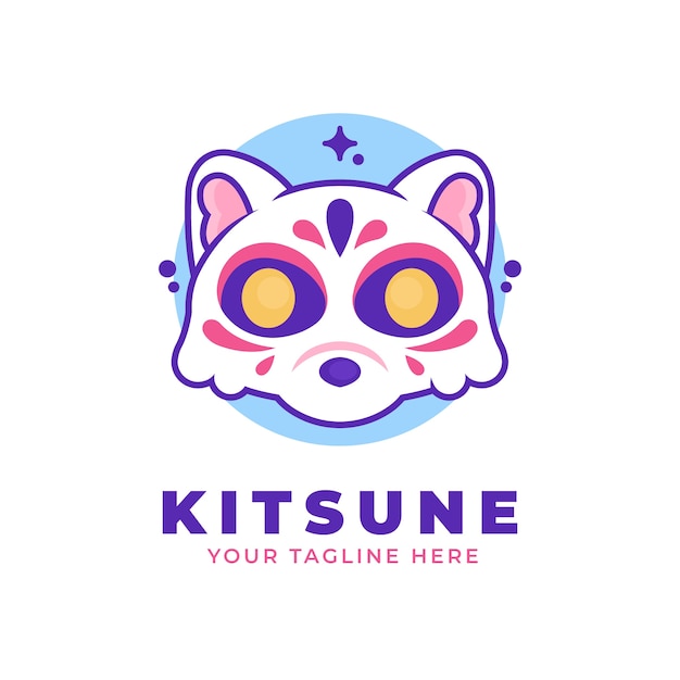 Free Vector hand drawn kitsune logo template