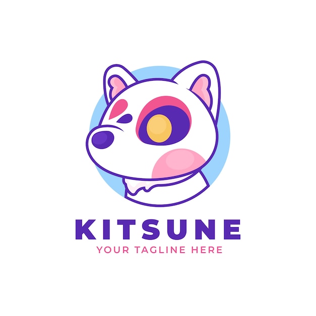 Hand drawn kitsune logo template