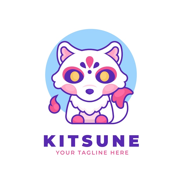 Free vector hand drawn kitsune logo template