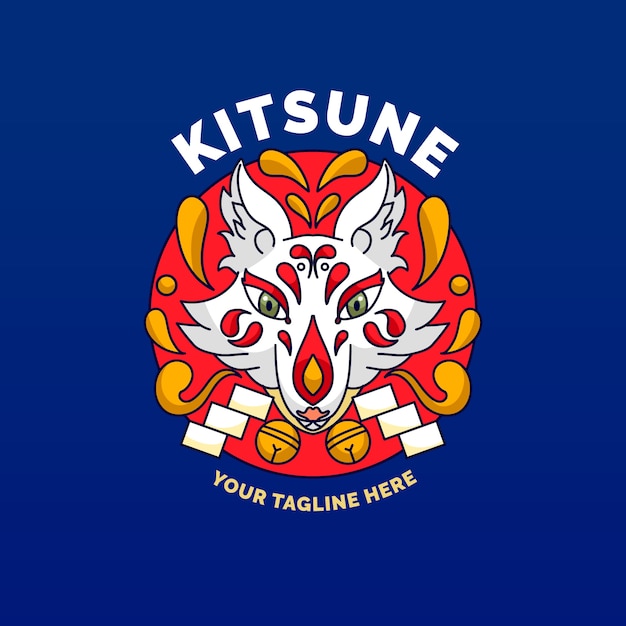 Free Vector hand drawn kitsune logo template