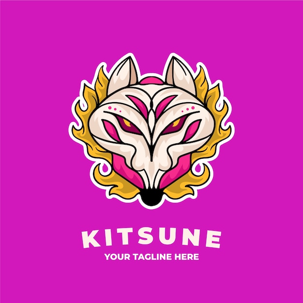 Free Vector hand drawn kitsune logo template