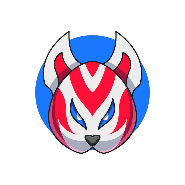 Hand drawn kitsune mask illustration