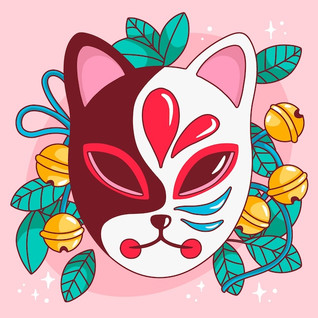 Free vector hand drawn kitsune mask illustration