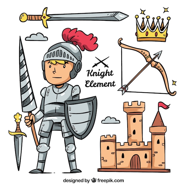 Hand drawn knight with complements