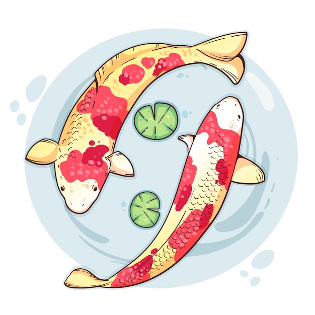 Free Vector hand drawn koi fish illustration