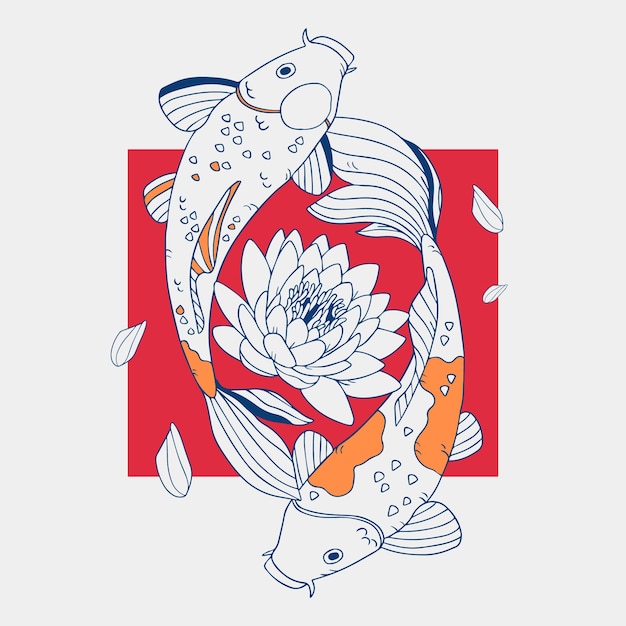 Hand drawn koi fish illustration