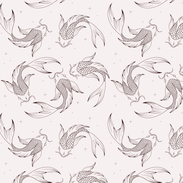 Free Vector hand drawn koi fish pattern