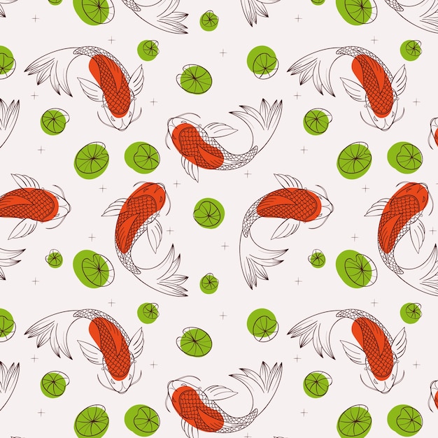 Free Vector hand drawn koi fish pattern