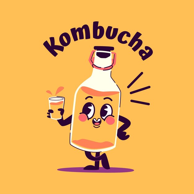 Hand drawn kombucha logo design