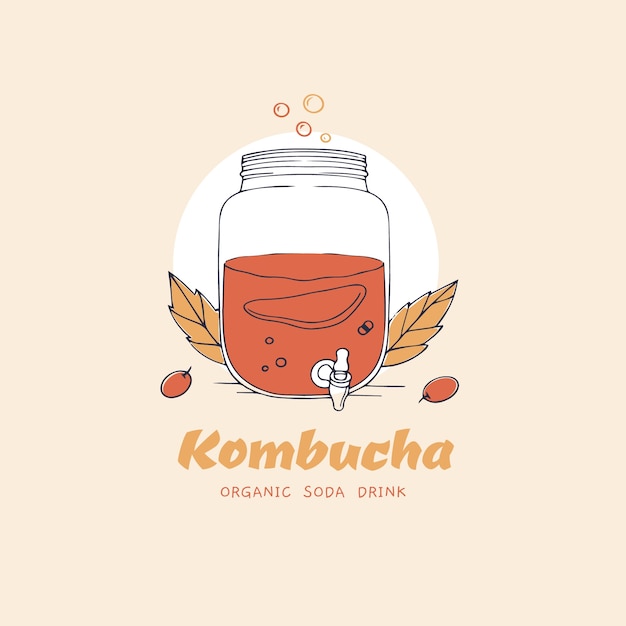 Free vector hand drawn kombucha logo design