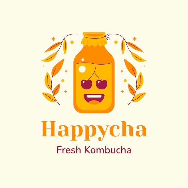 Free vector hand drawn kombucha logo design