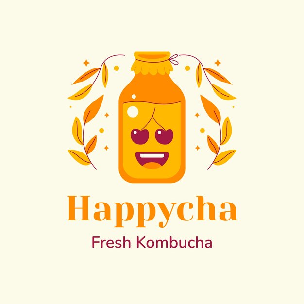 Hand drawn kombucha logo design