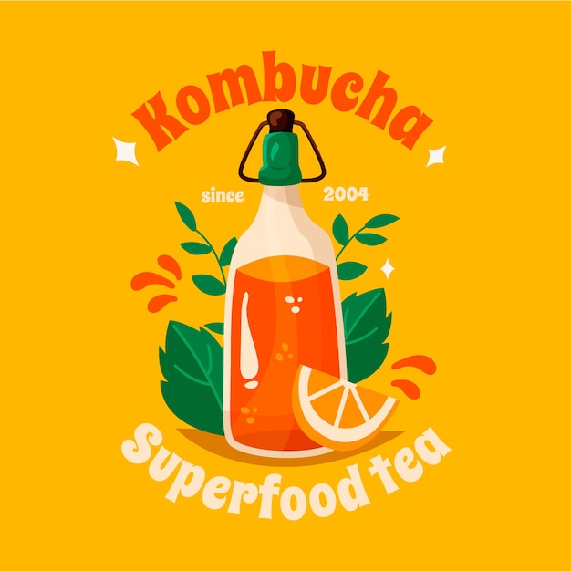 Free Vector hand drawn kombucha logo template