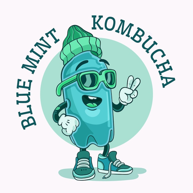 Free Vector hand drawn kombucha logo template