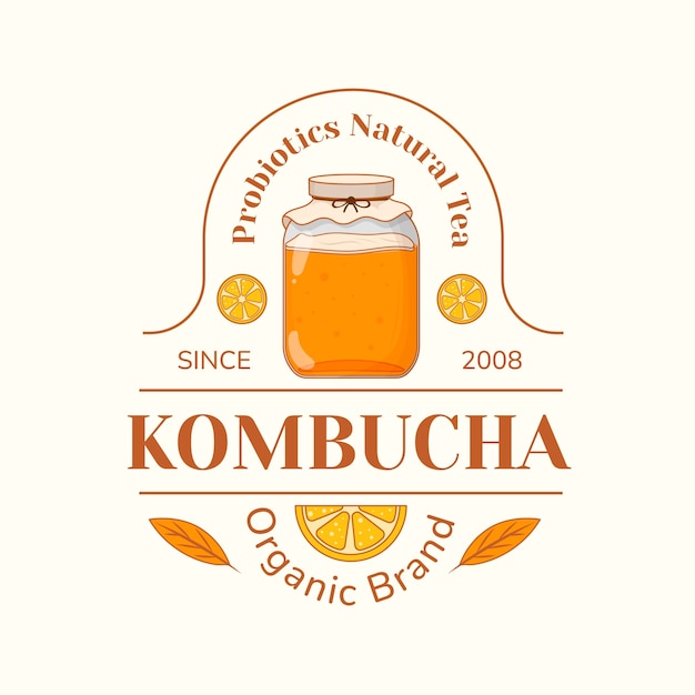 Free vector hand drawn kombucha logo template