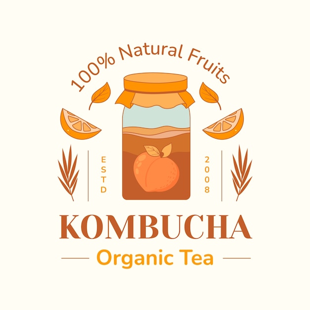 Hand drawn kombucha logo template