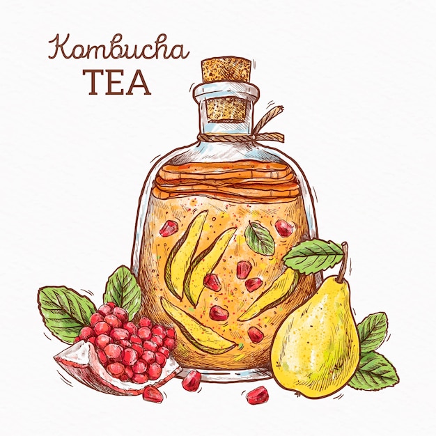 Free Vector hand drawn kombucha tea