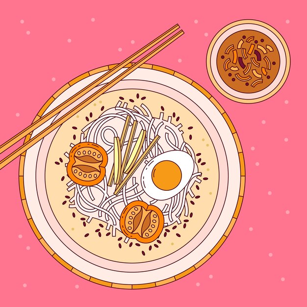 Hand drawn korean food illustration