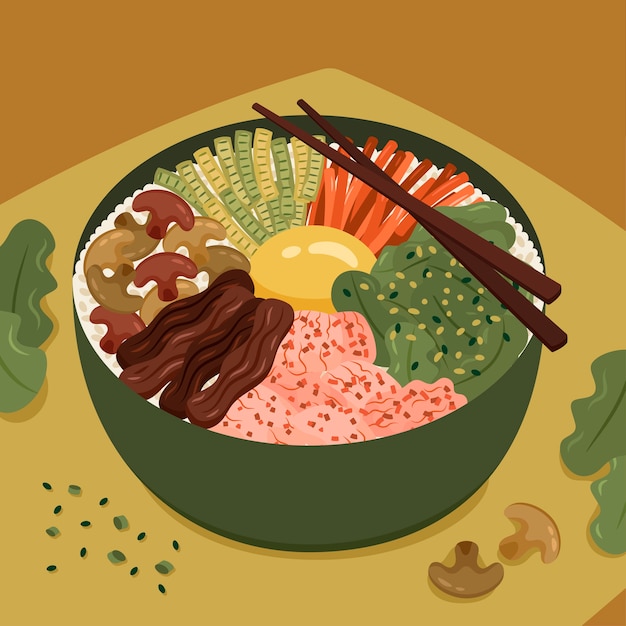 Hand drawn korean food illustration