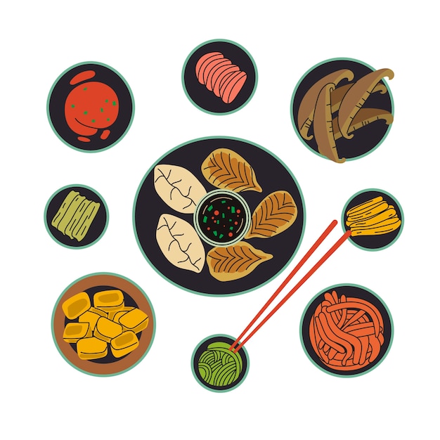 Hand drawn korean food illustration