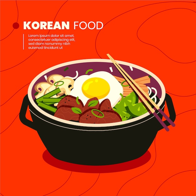 Free Vector hand drawn korean food illustration