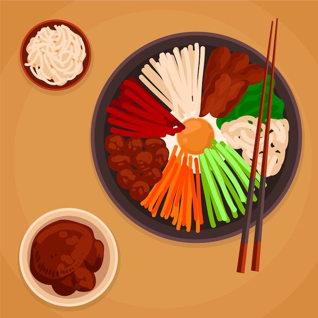 Hand drawn korean food illustration