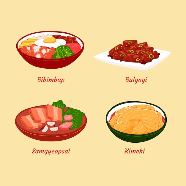 Hand drawn korean food illustration