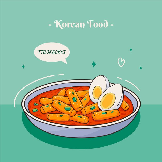 Hand drawn korean food illustration