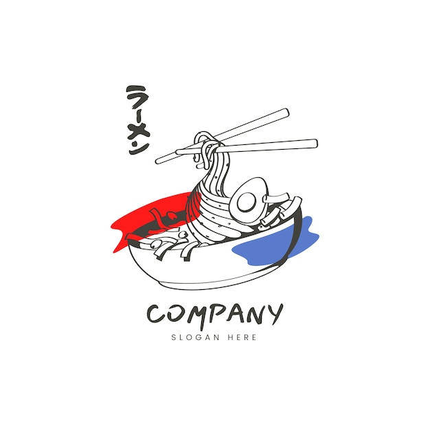 Free Vector hand drawn korean food logo design