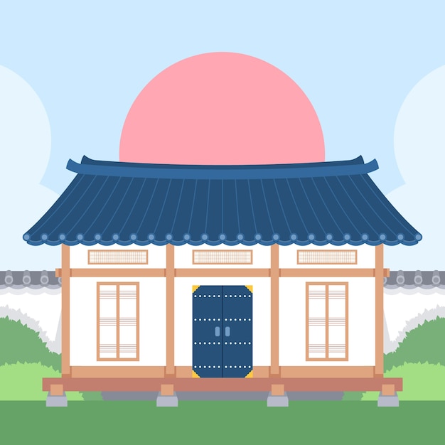 Free Vector hand drawn korean house illustration