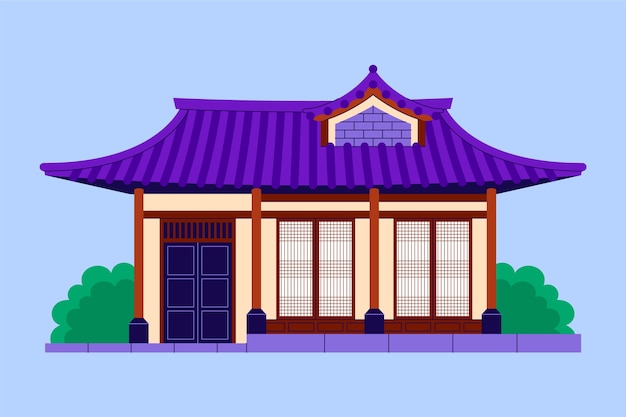 Free Vector hand drawn korean house illustration