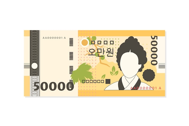 Hand drawn korean money illustration