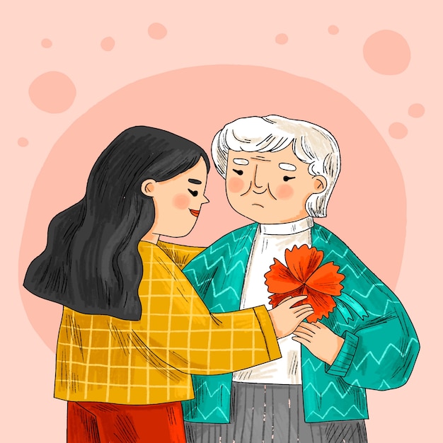 Free Vector hand drawn korean parents day illustration