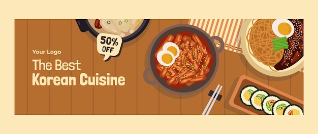 Hand drawn korean restauran template design