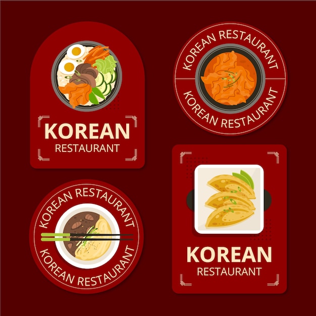 Free Vector hand drawn korean restaurant labels