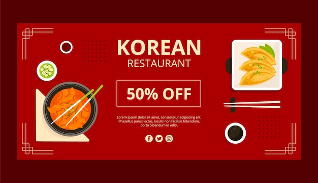 Hand drawn korean restaurant sale banner