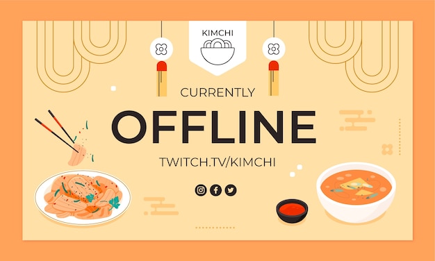 Free Vector hand drawn korean restaurant twitch background