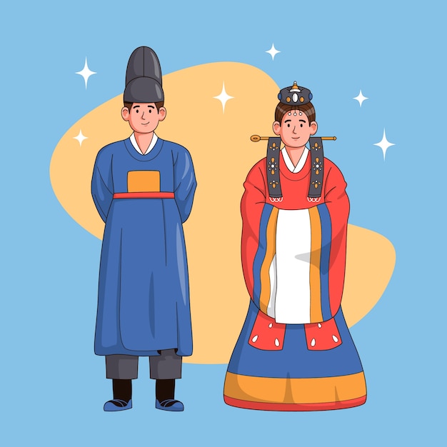 Hand drawn korean traditional illustration