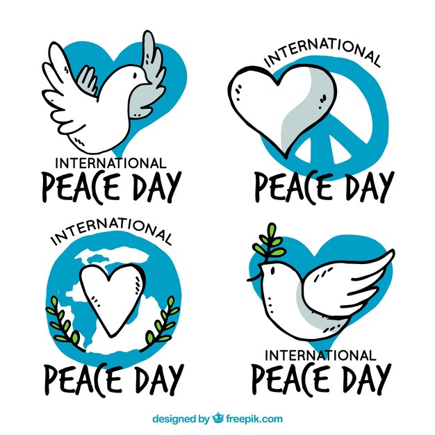 Hand drawn labels for international day of peace