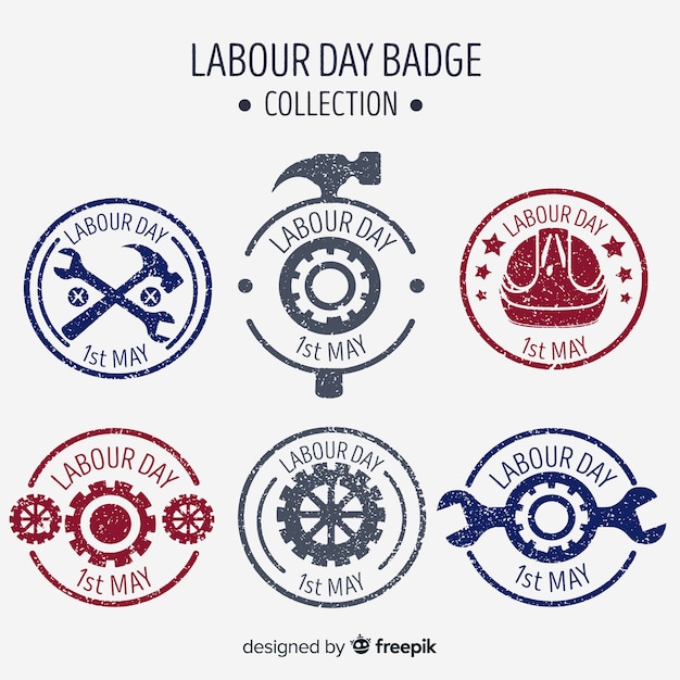 Hand drawn labor day badge collection