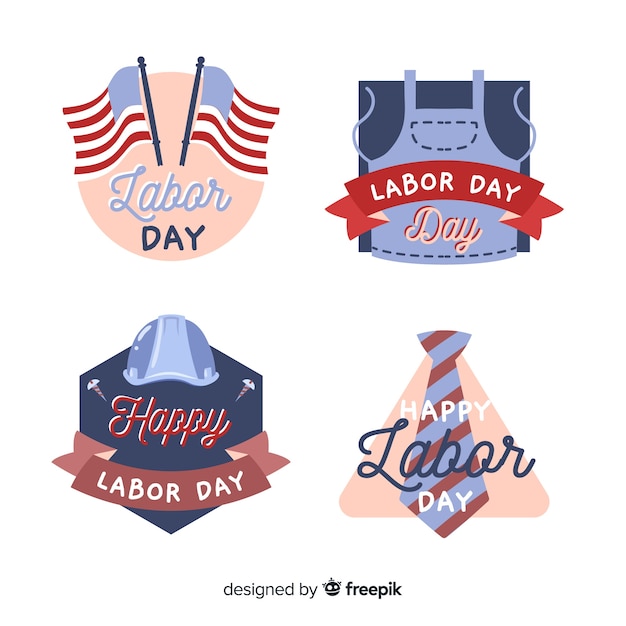 Hand drawn labor day badge collection