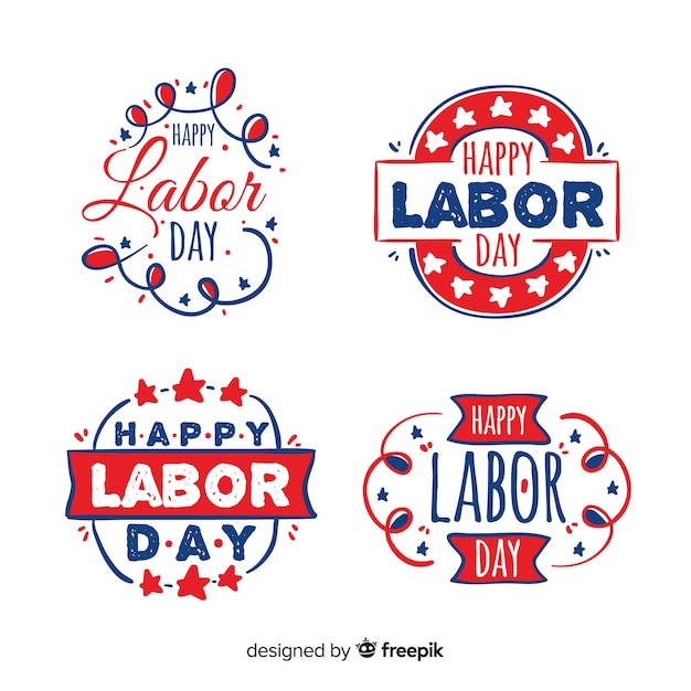 Free Vector hand drawn labor day badge collection