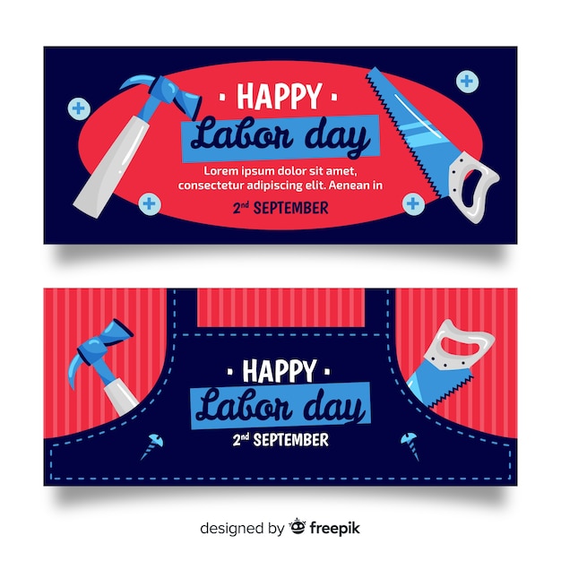 Hand drawn labor day banners template