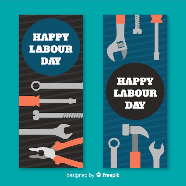 Free Vector hand drawn labor day banners