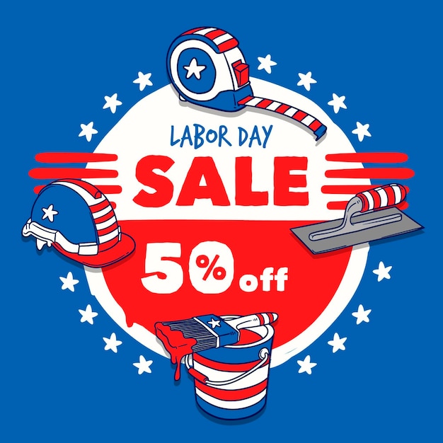 Hand drawn labor day sale banner