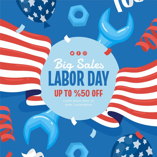 Hand drawn labor day sale illustration